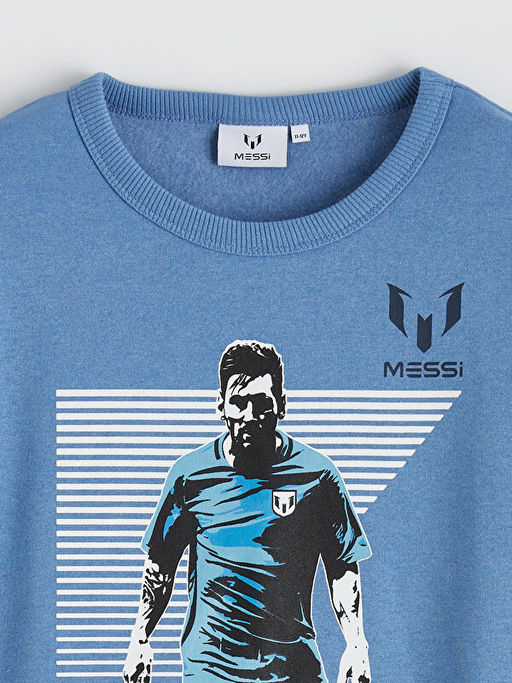 Messi Bask?l? Erkek ?ocuk Kal?n Sweatshirt