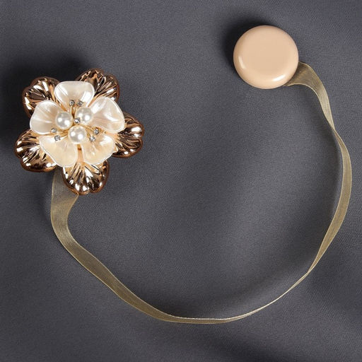 Цена за 2 шт. Подхват для штор «Цветок перламутровый», d = 5,5 см, цвет золотой