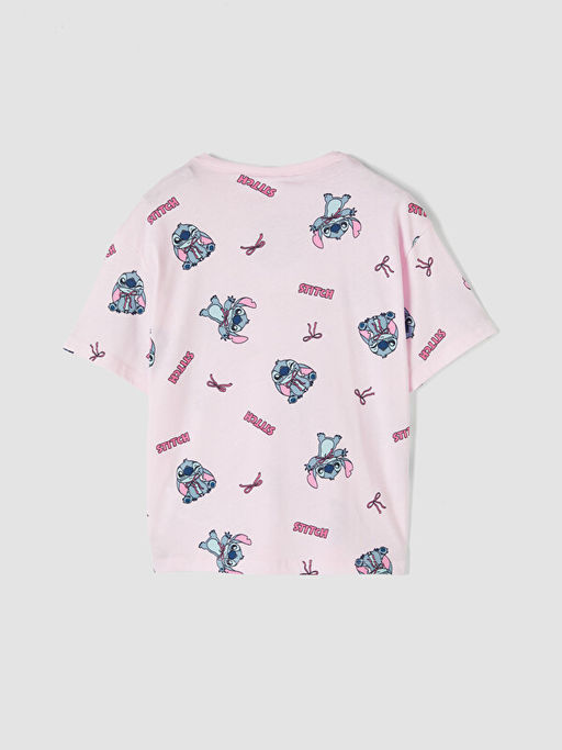 Stitch Bask?l? K?z ?ocuk ?ortlu Pijama Tak?m?