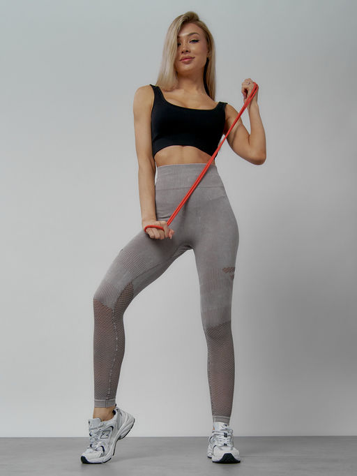 Легинсы для фитнеса женские серого цвета 1004Sr - Mtforce фото 7