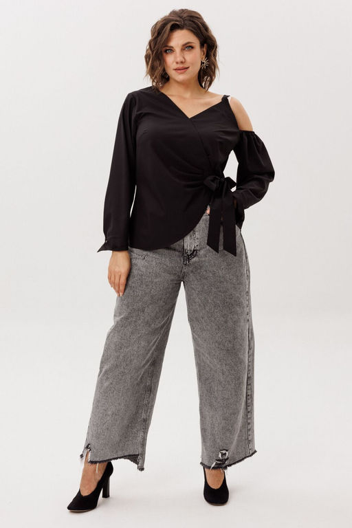 Блуза ANELLI 1760 черная орхидея