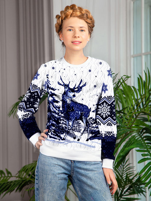 Свитшот " Северный Олень",белый