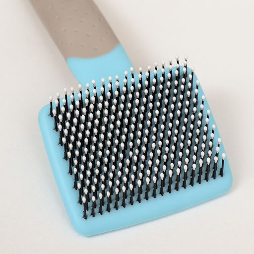 Пуходерка с прорезиненной ручкой, закругленные зубья, малая, 6,5 х 14,5 см, бирюзовая - Пижон фото 3