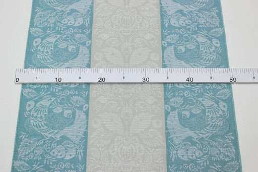 Холст полотенечный жаккард Птицы цв.бирюзово-зеленый/серый, ш.0.5м, лен-30%, хл-70% - Купава фото 5