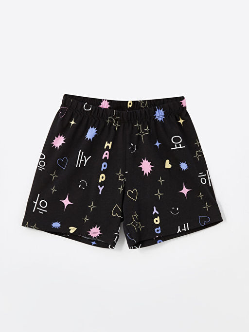 Bisiklet Yaka Bask?l? K?z ?ocuk ?ortlu Pijama Tak?m?