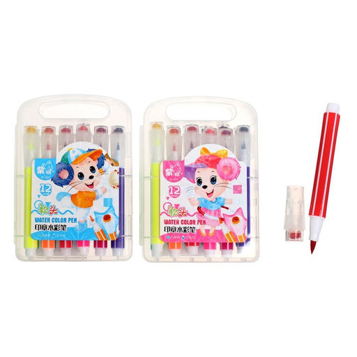 Фломаcтеры 12 цветов, кистевидный наконечник, с печатью - Simaland фото 2