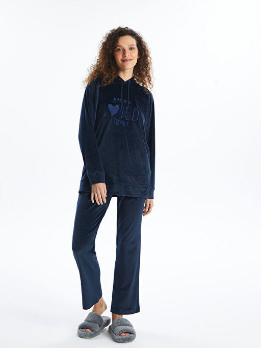 Beli Lastikli D?z Kadife Kad?n Pijama Alt