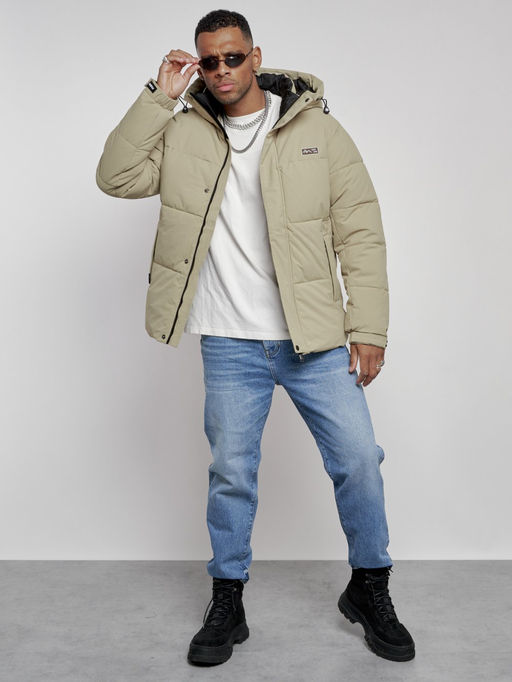 Куртка молодежная мужская зимняя с капюшоном светло-зеленого цвета 8356ZS - Wonderrman фото 17