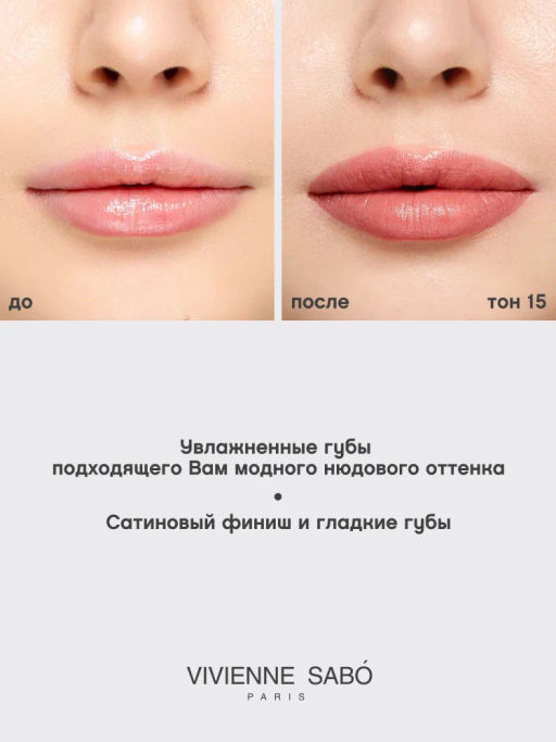 Vivienne Sabo Губная помада Nude Createur тон 15 светло-сливовый  фото 8