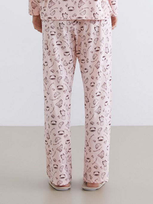 Beli Lastikli Bask?l? Kad?n Pijama Alt?