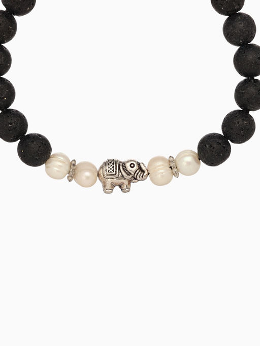 Браслет «Слоник», длина 18 см, жемчуг, лава