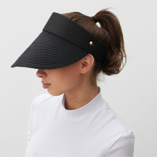 Козырёк женский плетёный MINAKU на липучке, чёрная, размер 56-58