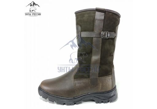 Сапоги Монголки натуральная кожа высокие коричневые, литая подошва