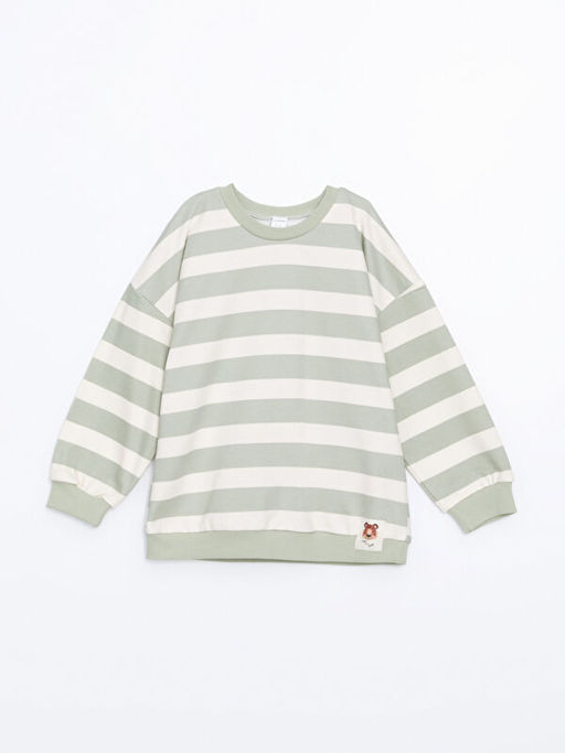 Bisiklet Yaka Uzun Kollu ?izgili Erkek Bebek Sweatshirt ve Pantolon 2li Tak?m - Waikiki фото 2