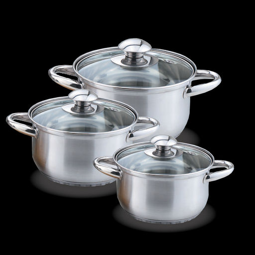 Набор посуды нерж. "Kelli" 3 пр со стекл. крышками, арт. KL-4201