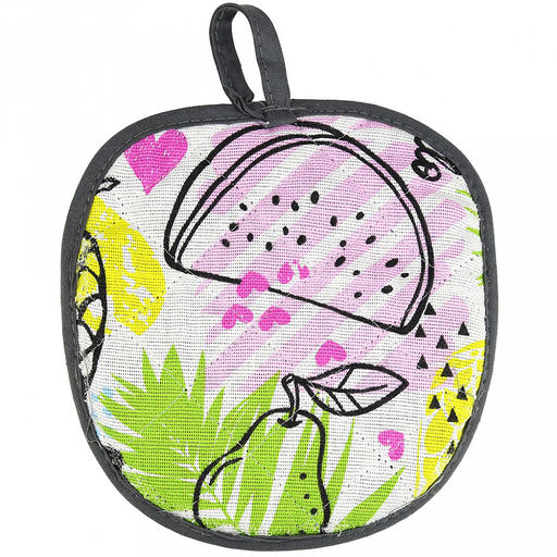 Прихватка с запахом 19х19см "ФрешФут б/з", форма "Яблоко", рогожка 171г/м2, хлопок 100%, наполнитель - ватин 280г/м2, на пластмассовом подвесе, "Домашняя мода" (Россия)