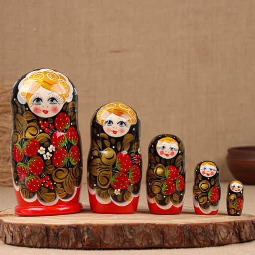 Матрёшка дерево «Галина», хохлома, 5-кукольная, 19 см