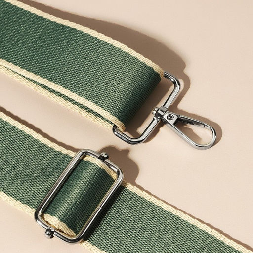 Ручка для сумки, стропа, 135±3×3.8 см, зелёная, молочная