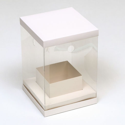 Коробка для цветов с вазой и PVC окнами, складная, 16?23?16 см, белый - UPAK LAND фото 2