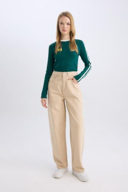 Coool Gabardin Pantolon Baggy Fit Normal Bel Cepli Duz Basic