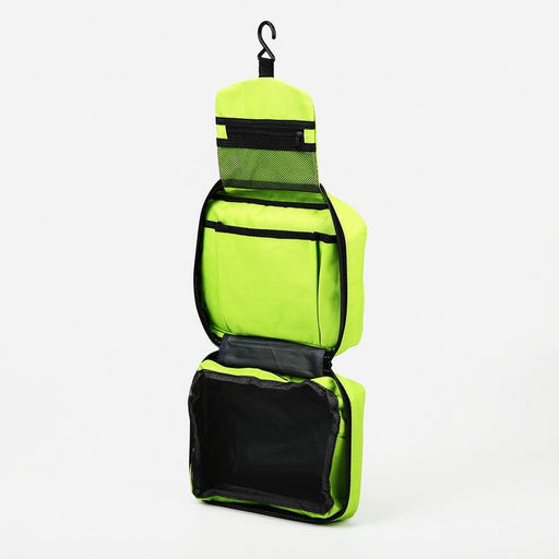 Косметичка дорожная, отдел на молнии, крючок, цвет зелёный