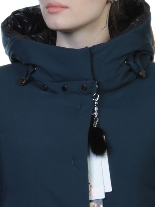 FT-17 DK. BLUE Пальто женское зимнее (синтепон) - Фабричный китай фото 5