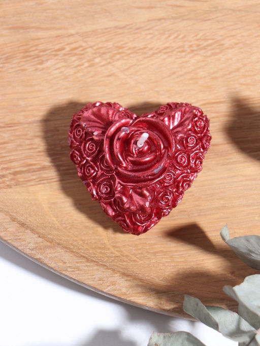 Цена за 2 шт. Набор свечей декоративных «Сердце с розой», 2 шт., 5×2.5 см, красный