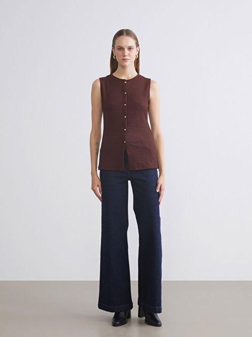 Bisiklet Yaka Dokulu Bluz