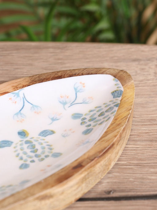 Блюдо в форме рыбки «Черепаха и цветы», 32×11.5×2 см, дерево манго
