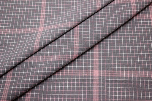 Вареный (стираный) хлопок Клетка (цв.пыльная роза/белый) на сером, ш.2.5м, хл-100%, 115гр/м.кв - Купава фото 4