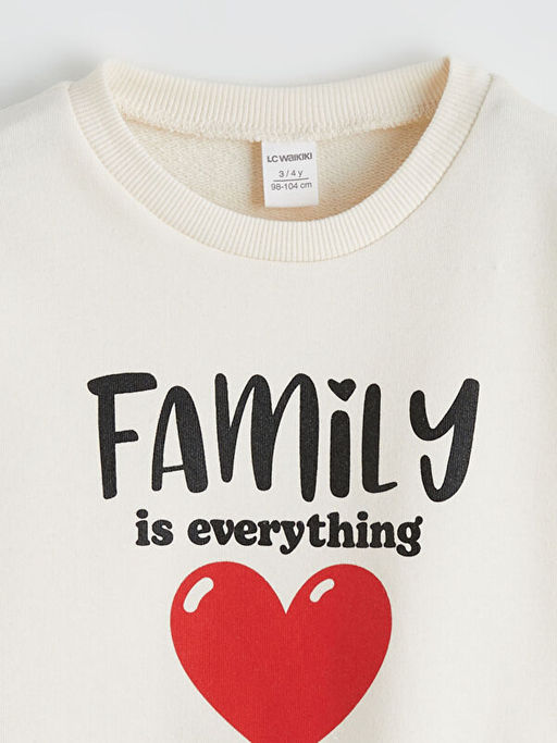 Bask?l? Bisiklet Yaka K?z ?ocuk Sweatshirt