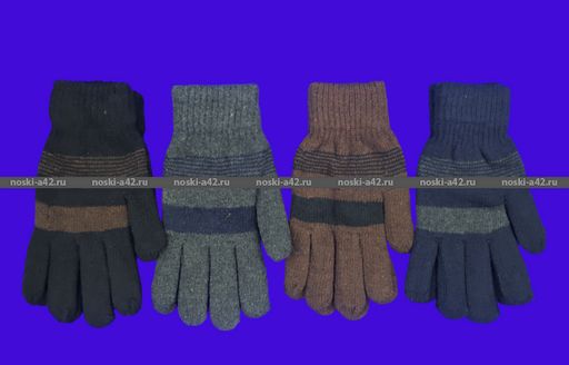 Цена за 12 шт. Мужские перчатки зимние толстые двойные ПОЛОСА арт. 2162 длина перчатки 24-25 см - For you фото 7