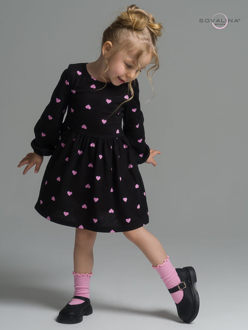 Платье Моана розовые сердечки на черном - Sovalina фото 18