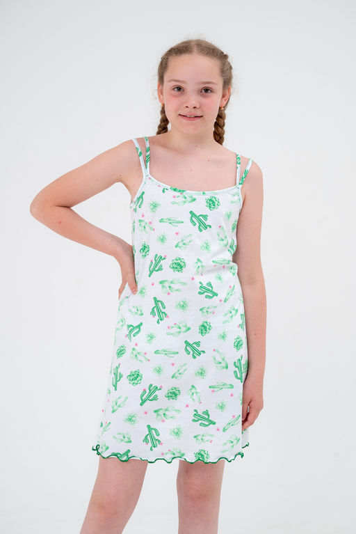 Ночная сорочка подростковая из кулирки Оливия кактус