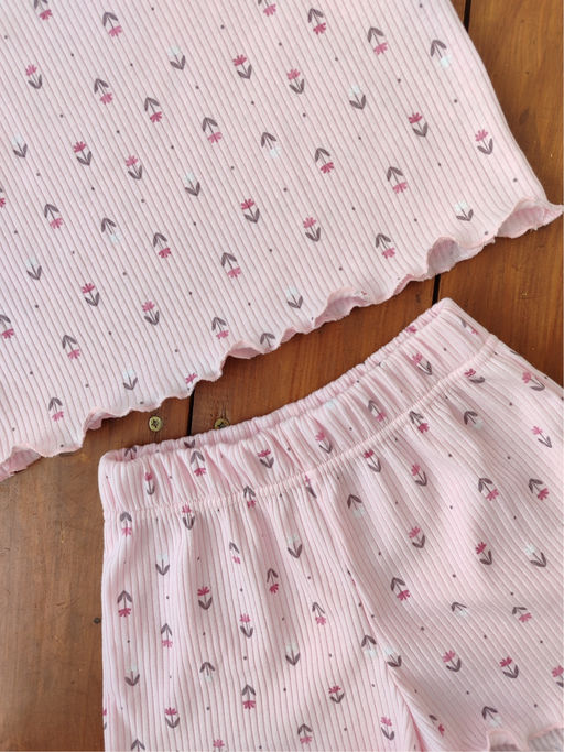 Пижама Пружинка топ с шортами 33069 розовые цветы