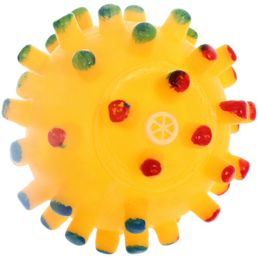 Цена за 6 шт. Игрушка - мячик для собак средних и мелких пород "ЗУБОЧИСТКА", цвет жёлтый, с пищалкой, d-6,5см (лейбл)