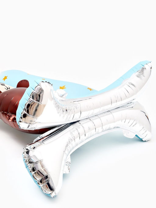 Цена за 2 шт. Воздушный шар фольгированный 32" "Цифра 1 с мишкой"  цвет голубой, под воздух