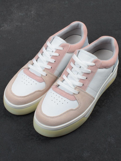 03-YG453-1 WHITE/PINK/BEIGE/LT. BLUE Кроссовки женские (натуральная кожа) - Фабричный китай фото 6