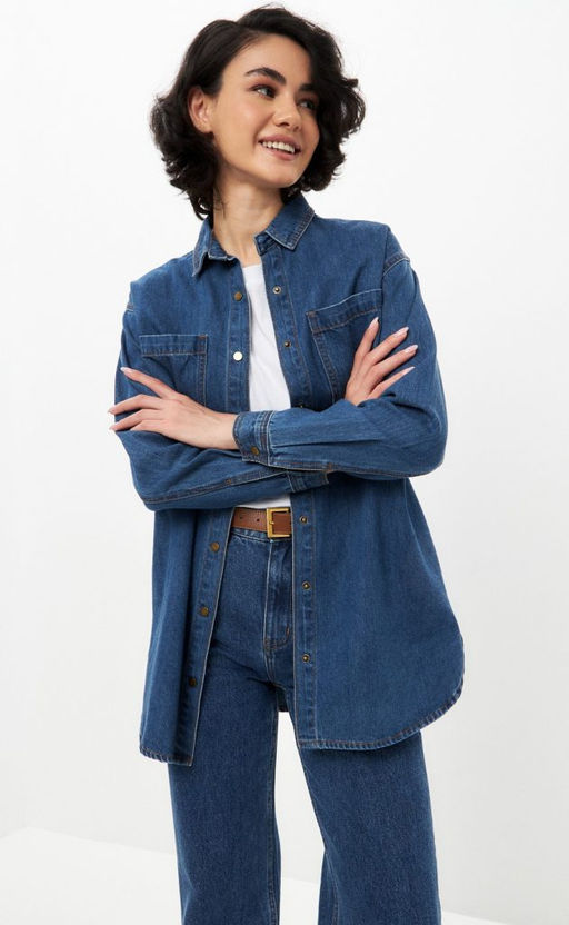 Рубашка джинс F322-0410 b.blue - Fine joyce фото 12