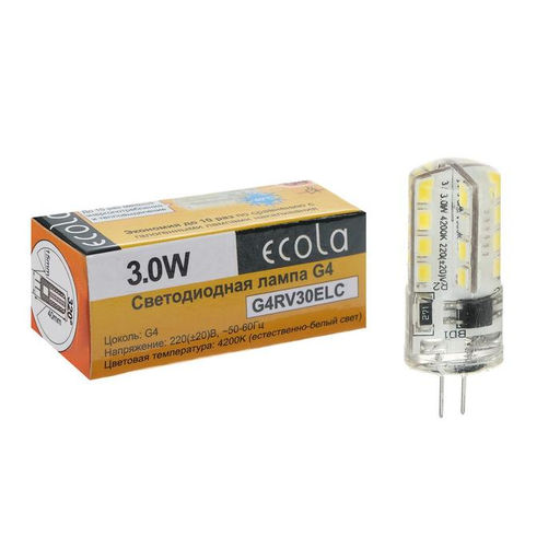 Цена за 2 шт. Лампа светодиодная Ecola, G4, 3 Вт, 4200 K, 320°, дневной белый