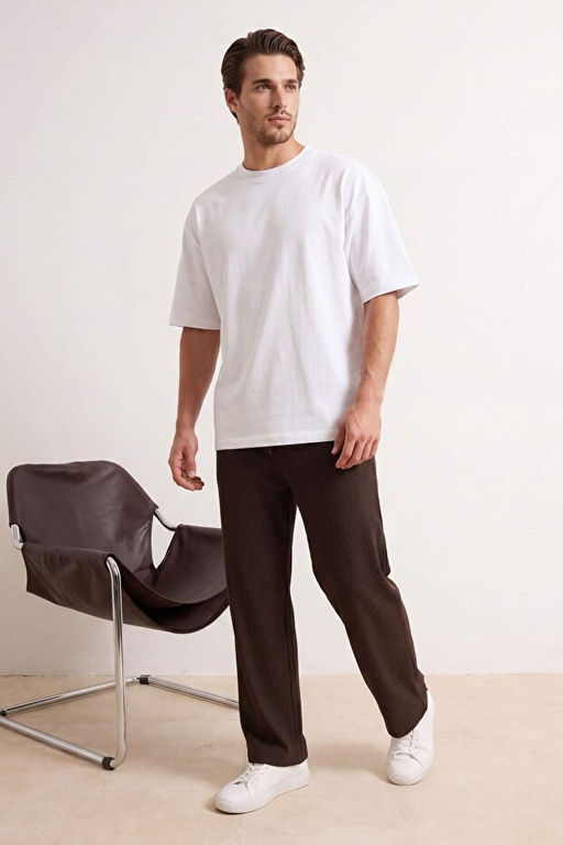 Kahverengi Straight Fit Dokulu E_ofman Alt_ TMNSS26EA00002 - Trendyolmilla фото 2