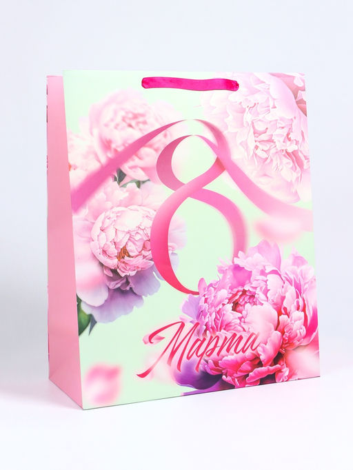 Пакет подарочный ламинированный вертикальный 8 марта, XL 40?49?19 см