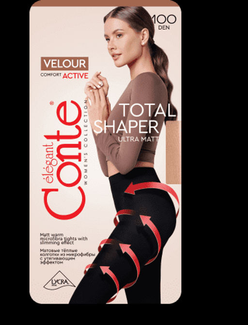 Колготки теплые CONTE Плотные матовые колготки VELOUR ACTIVE 100 Lycra® nero - Conte elegant фото 6