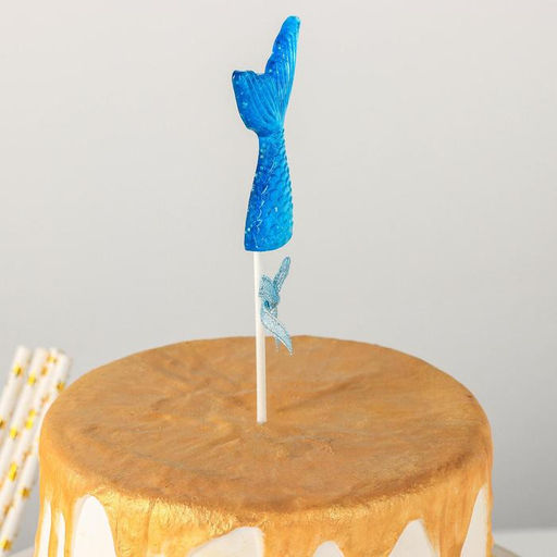 Топпер для торта «Хвост русалки», 18.5×5 см, цвет голубой