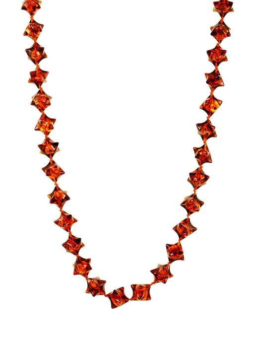 Яркие бусы из натурального янтаря Ёжики тёмно-коньячные крупные