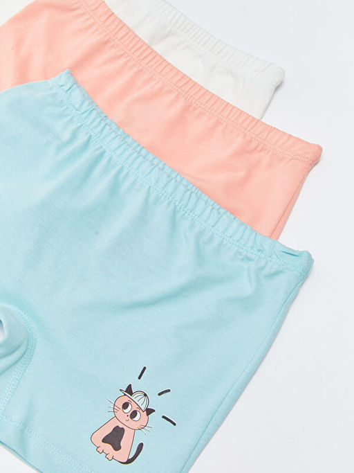 Bask?l? Pamuklu K?z ?ocuk Boxer 3l? - Waikiki фото 3