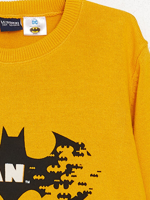 Bisiklet Yaka Batman Desenli Uzun Kollu Erkek ?ocuk Triko Kazak - Waikiki фото 2