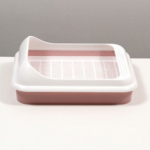 Туалет «Лекси» для кошек, с решёткой и совком 45×36×15 см, розовый