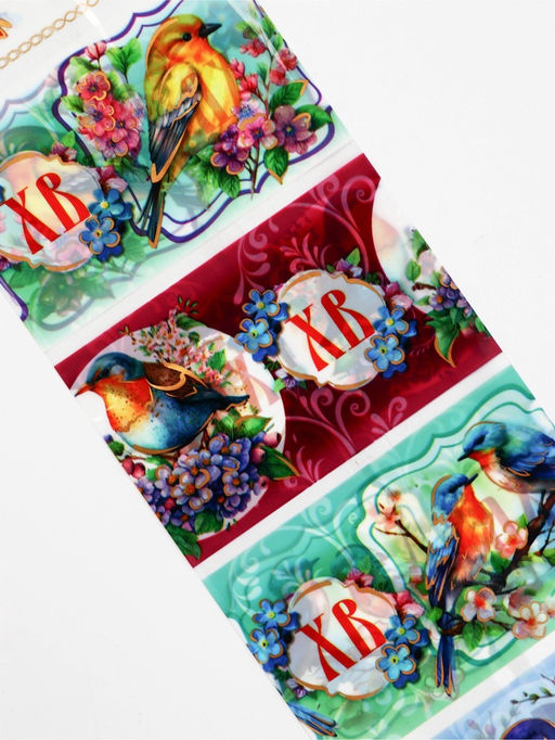 Цена за 20 шт. Термонаклейки на 7 яиц Птички, 7,3 х 34,2 см