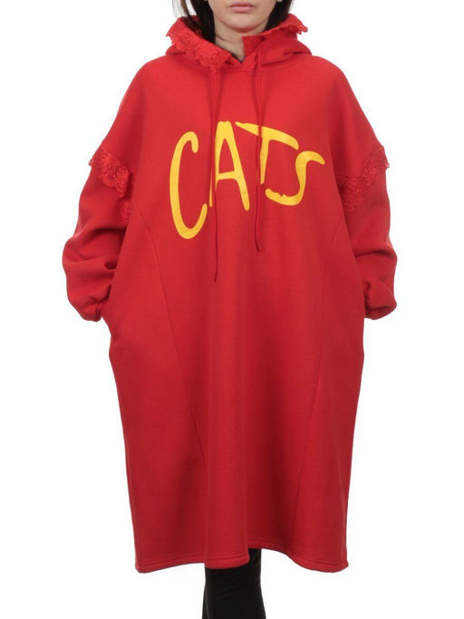 2247 RED Толстовка-платье женская (85% хлопок, 10% полиэстер, 5% спандекс)